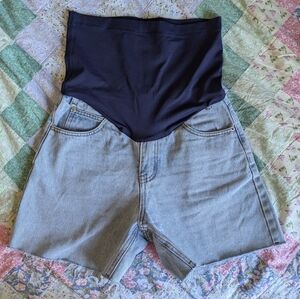 Pink blush Denim Maternity Shorts